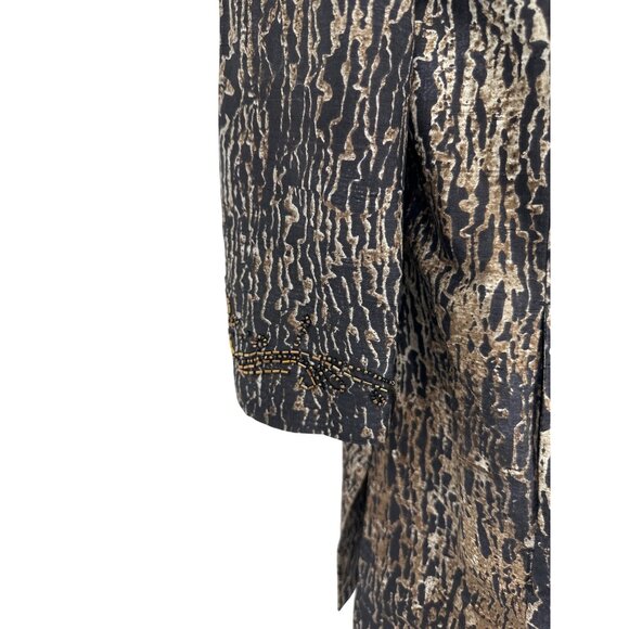 Chicos Beaded Jacket Black & Gold Animal Print Size 2 US L - Picture 3 of 10